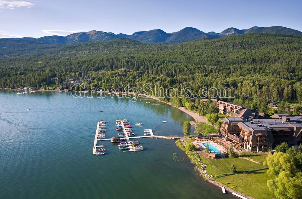 Whitefish Lake, MT Summer Aerial - GravityShots.com